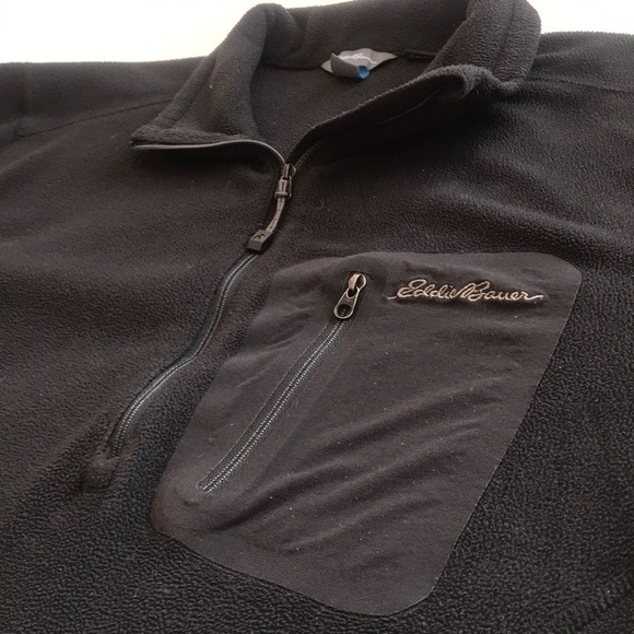 Eddie Bauer Black Polartec 1/2 Zip Fleece Size Small - Picture 2 of 9